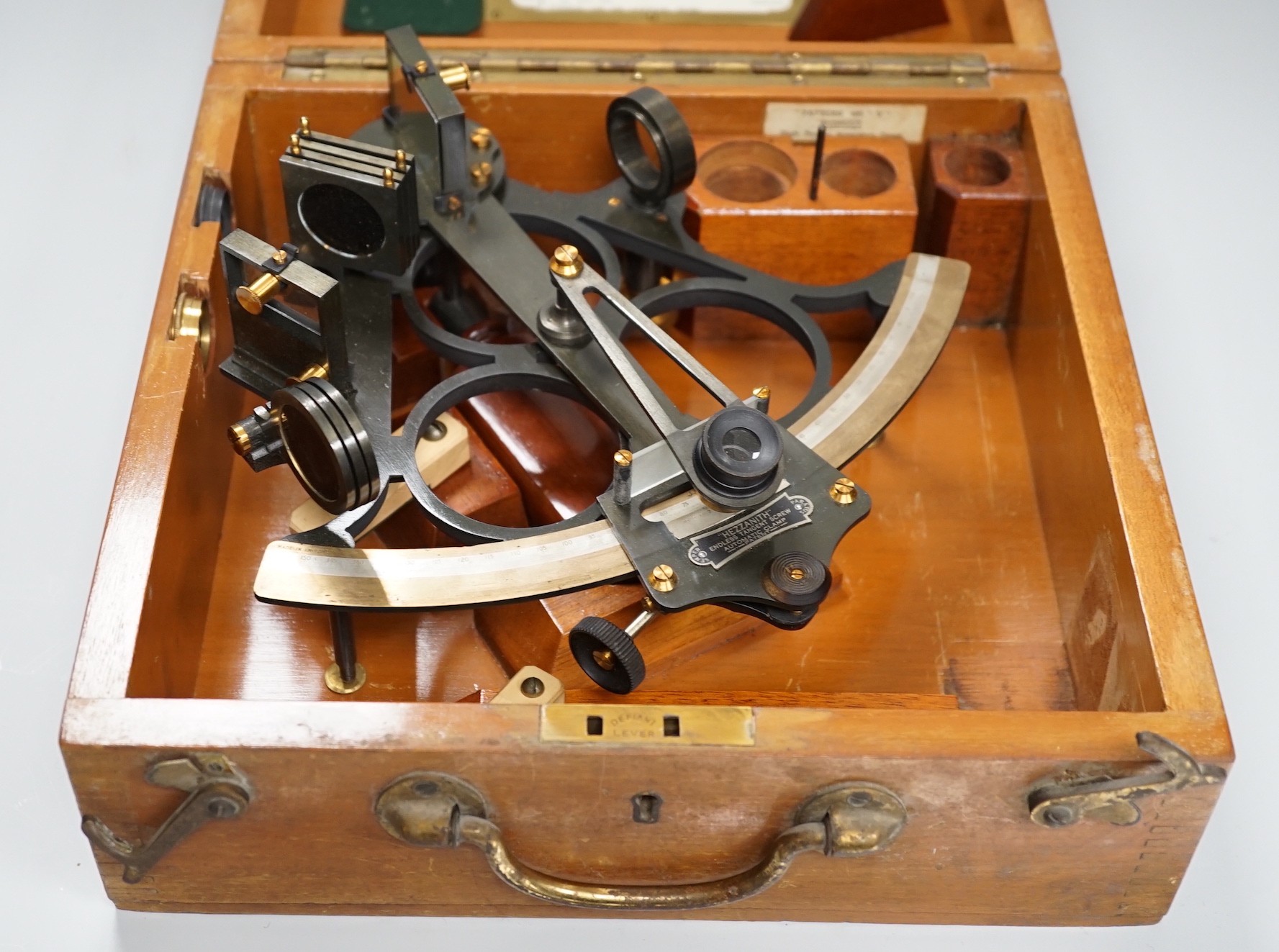 A mahogany cased Hezzanith sextant, incomplete